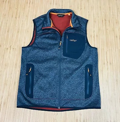 Orvis Men's M Fleece Lined Knit Sweater Vest Full Zip Fishing Outdoor BLUE • $34.99