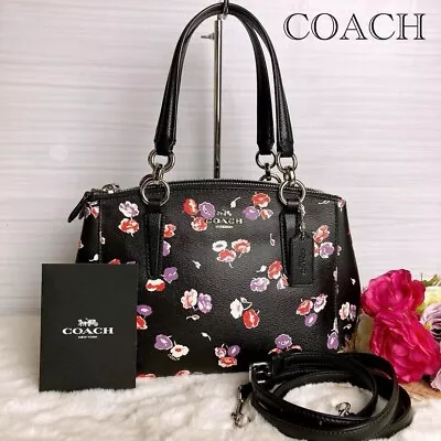 Coach Tote Bag Shoulder Bag Black Floral AUTHENTIC Beauty Product • $158.90