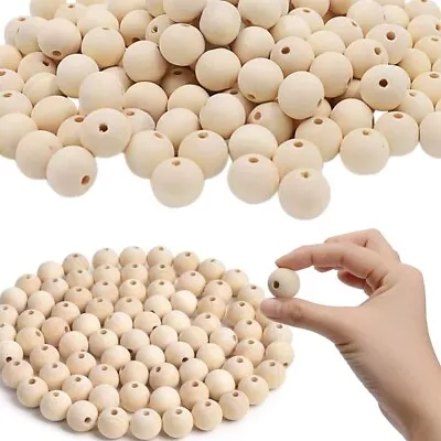 Unfinished Wooden Beads Bulk Natural Round Spacer Wood Crafts & Jewellery Beads • $8.99