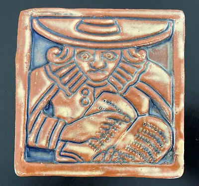 MERCER MORAVIAN POTTERY TILE SQUARE “Ten Commandments”  4.25” RARE 1983 • $50