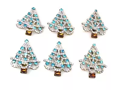 Lot Of 6 Pc. Vintage Christmas Trees Pins/Brooches - FREE SHIPPING • $49.90