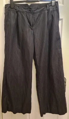 £5 • Buy M&S LIMITED COLLECTION BLACK PINSTRIPE WIDE LEGGED TROUSERS. Sz 16 R. Exc Cond.