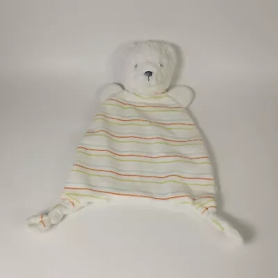 Tesco F+F White Teddy Bear Comforter Stripes Striped Baby Blanket Soother • £4.21