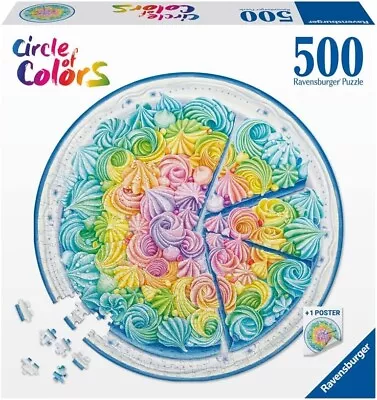 NEW Ravensburger 17349 Circle Of Colors Rainbow Cake 500 Pc Round Jigsaw Puzzle • $25.95