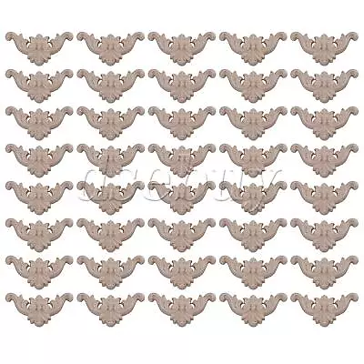 $16.93 • Buy 40 Pieces Wooden Carved Flower Applique Onlay Unpainted Furniture Decor 4x4cm