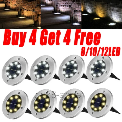 £5.90 • Buy 8LED Solar Power Ground Lights Floor Decking Patio Outdoor Garden Lawn Path Lamp