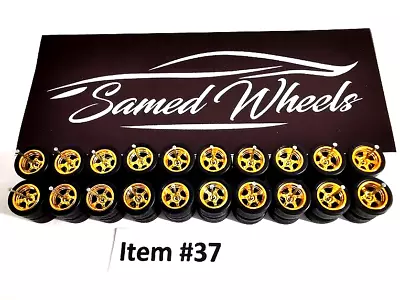 10 SET Samed Wheels 5 BOLT 12mm GOLD Rim Plain Black Tire #37 • $29.99