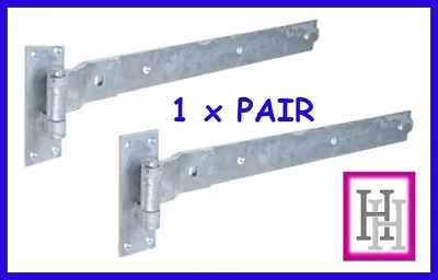 14  Cranked Hook And Band Gate Hinges - Heavy Duty Stable Garage Barn Galv D4 • £12.94