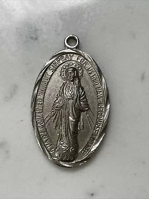 Vintage Sterling Silver  O Mary Conceived Without Sin Pray For US  Pendant • $0.99