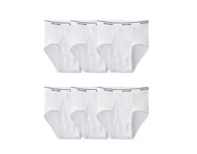 Fruit Of The Loom Men's White Briefs Underwear 6 Pack Sizes S-3XL NEW • $15.99