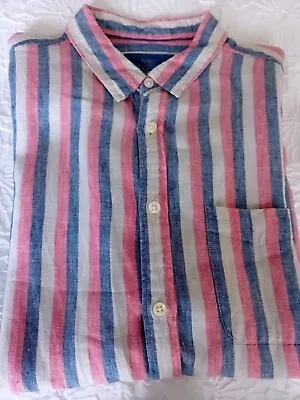 M&S Marks And Spencer Mens Short Sleeve Linen Shirt XL • £6.99
