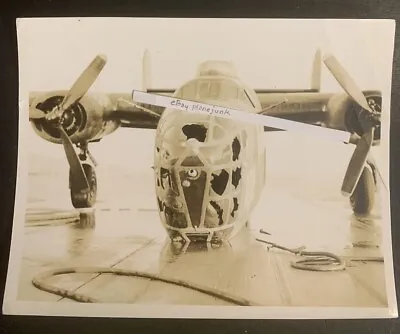 B-24 Shot Up Front Battle Damage WW II Original Wartime Photo • $150