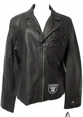 Raiders Womens Size Large Touch By Alyssa Milano Faux Leather Jacket A1 1341 • $33.99