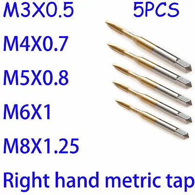 1-5Pcs HSS Spiral Point Flute Machine Screw Thread Metric Tap Set M3 M4 M5 M6 M8 • $6.79