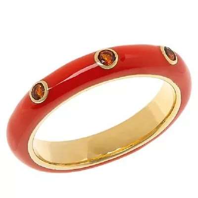 $128 • Buy HSN Rarities Gold-Plated Sterling Madeira Citrine & Enamel Band Ring Size 8