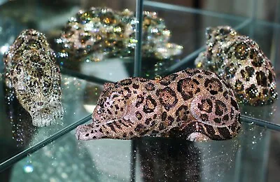 Judith Leiber Crystal Evening Bag Gold WildCat Leopard Animal Minaudière Cheetah • $5799.99