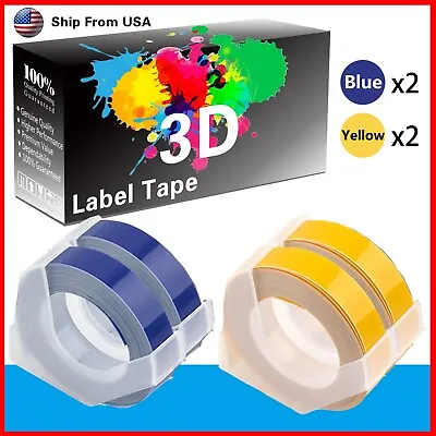 (2Blue+2Yellow) Label Tape 3D Work For Dymo Maxi 1755 Makers • $10.99