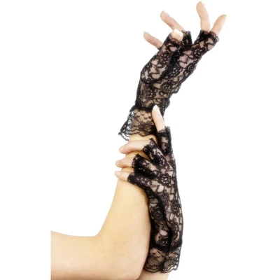 £6.69 • Buy Smiffys 80s Fingerless Lace Burlesque Gloves Womens Ladies Fancy Dress Accessory