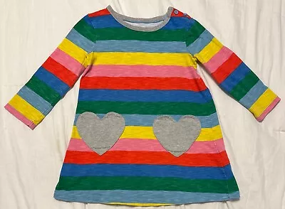 Mini Boden Rainbow Dress With Heart Pockets Girls Size 2/3 • $34.99