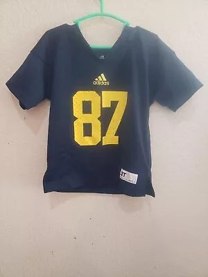 Michigan Wolverines Toddler Blue Football Jersey Size 3T #87 Made By Adidas • $12.94