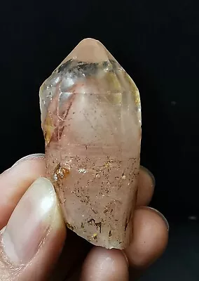 24g Natural Clear Transparent Red Ghost Pyramid Quartz Crystal Point Specimen • $2.25