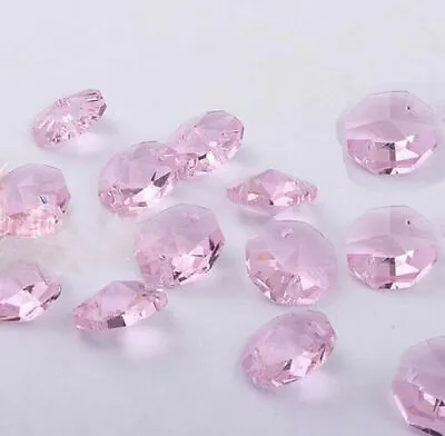 £1.92 • Buy 20pcs 14mm Pink Crystal Octagonal Beads Decoration Crystal Chandelier Parts #1
