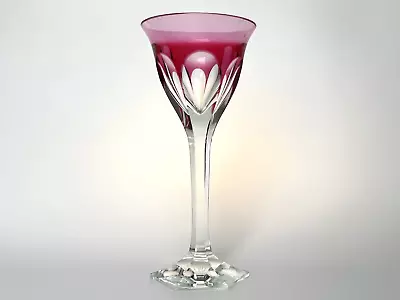 MOSER CRYSTAL WINE Pink CUT TO CLEAR Wine Glass • $130