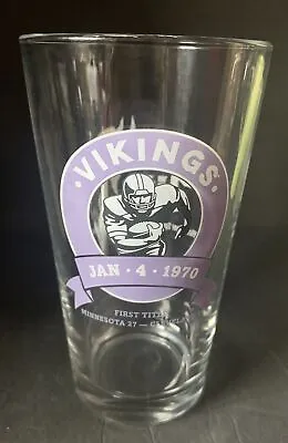 Vintage Minnesota Vikings Miller Lite Beer Glass - Pint- First Title Jan 4 1970 • $22.45