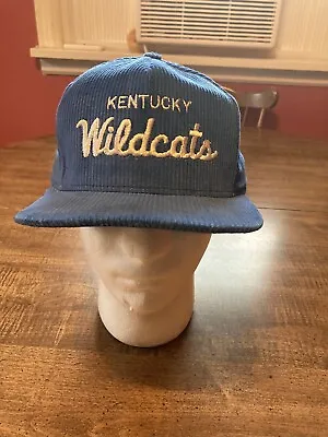 Vintage University Of Kentucky Wildcats Corduroy Snapback Trucker Hat Script EUC • $45