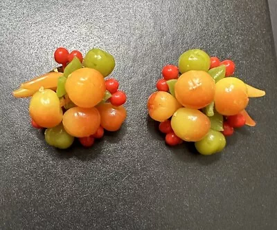 West Germany Signed Vintage Fruit Salad Clip Earrings • $25