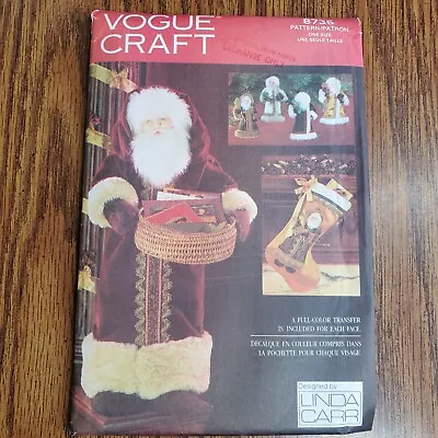 90s Vogue Pattern 8735 Christmas Santa Card Holder 28  Ornament 6.5 Stocking 19  • $15.26