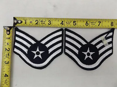 U.s Air Force Staff Sergeant Rank Insignia Stripes Military Uniform Patches Pair • $6