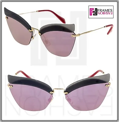 MIU MIU 56T NOIR MU56TS Opal Grey Pink Mirrored Color Block Sunglasses Women • $162