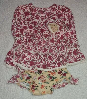 Mustard Pie Baby Girls 18 Months Pink Floral Ruffled Outfit • $16.99