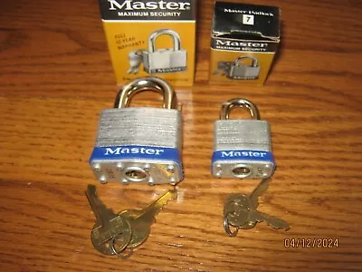 Lot Of 2 Master Lock Padlocks No 1 And 7 Shackle Milwaukee USA Vintage NOS • $17.95