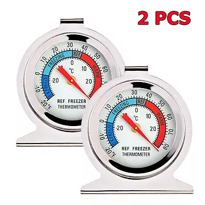 Refrigerator Freezer Thermometer Fridge DIAL Type Stainless Steel Hang Stand 1-4 • $8.19