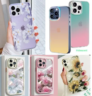 F Iphone 15 Pro Max 14 13 12 11 XR Shockproof Flower Cute Iridescent Case Cover • $9.98