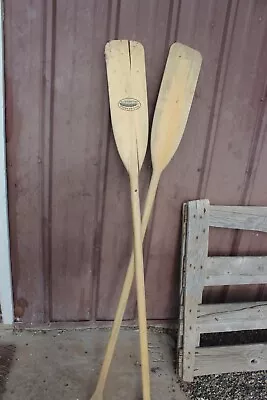 Vintage Feather Brand Wood Oars Paddles Boat House Decor • $15