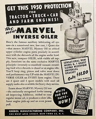 1950 Ad.(xh74)~emerol Mfg. Co. Nyc. Marvel Mystery Oil Inverse Oiler • $6.99