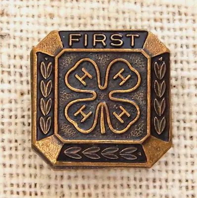4 H Club First Year Pin Lapel Vintage 4 Leaf Clover Member Copper Bronze Tone • $18