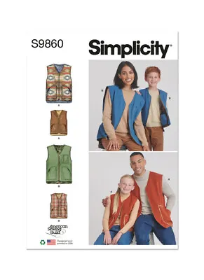 SIMPLICITY Sewing Pattern 9860 Misses Teen Adult Child WaistcoatVest Xs-l/xs-xl • £14.20