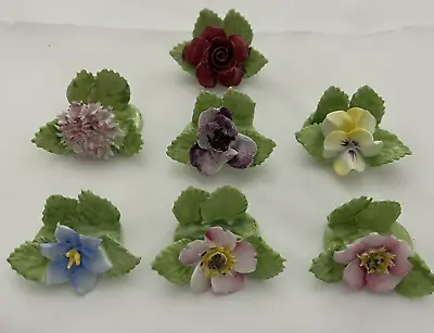 Set 7 Vintage ROYAL ADDERLEY Bone China Figural Floral Flower Place Card Holders • $33