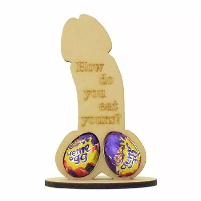 OVER 18's - 6mm Adults 'How Do You Eat Yours?' Creme Egg Willy On A Stand • £4.99