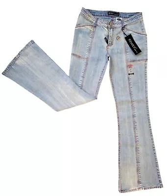 Revolt Front Seam Jeans Med Blue Wash  Mid-Rise Flare Leg Stretch Size 11 • $14.99