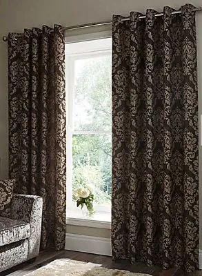 £13.50 • Buy Hallam Damask Lined Ring Top Curtains (Pair Of) - NOW £10, £15 & £20 TO CLEAR 