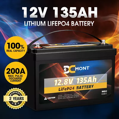 DC MONT 12V 135Ah Lithium Battery LiFePO4 Phosphate Deep Cycle Rechargeable • $439.95