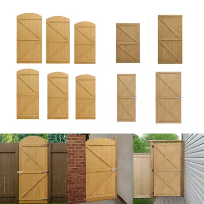 Curved/Flat Top Wooden Garden Gate Outdoor Pedestrian Entrance Security Door Kit • £55.99