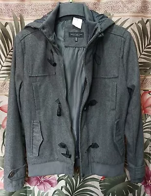 Forever 21 Twentyone Men Wool Blend Hooded Duffel Jacket Size M Gray • $25