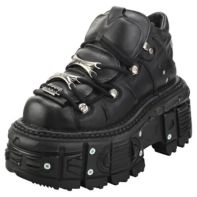 New Rock M-tank106-c2 Unisex Black Platform Shoes - 12 UK • £232.49