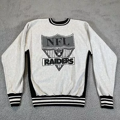 Vintage Oakland Raiders Sweater Adult XL Gray Black Sweatshirt Ladies NFL • $28.88